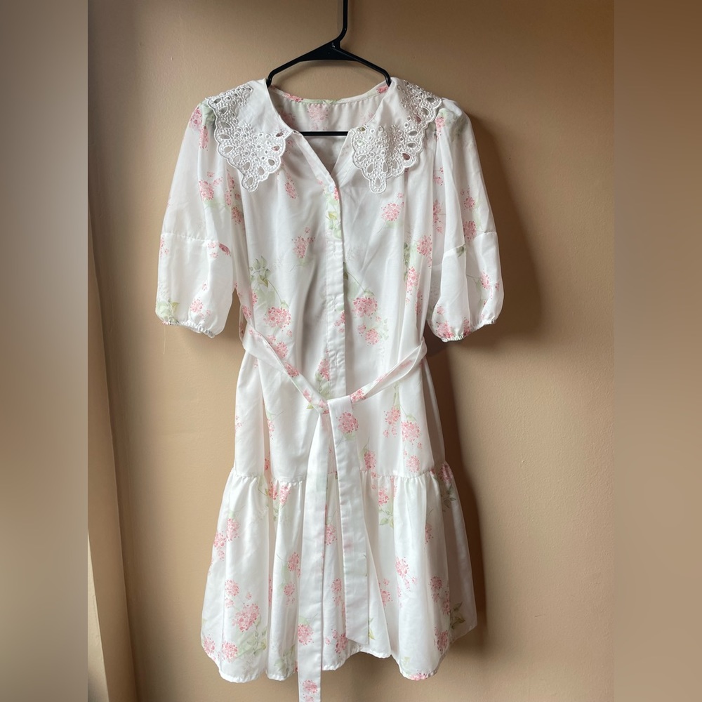 Sale by 9/30/2026- Women Self-belted Flora Front Front Button Midi Dress